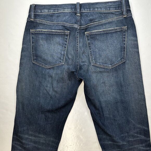 Uniqlo Straight Leg Jeans Mens 31 Denim Blue Jean Dark Wash Distressed - Picture 9 of 11